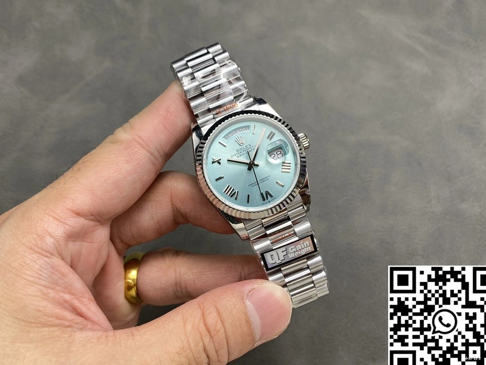 QF M128236-0018 Factory Rolex Dial Day Date White v5 36mm Tungsten Steel 0331